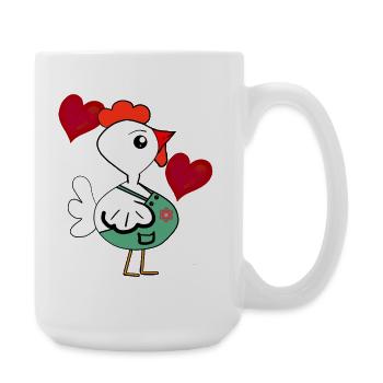 Gärtner Huhn Herz Gartenarbeit Hühner Kind - Große Tasse 440 ml - Weiß - Rechts