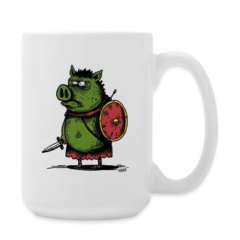 Green Boar Viking with Shield - Large Mug 440 ml - white - Right