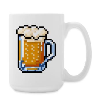 Beer Glass Pixel Art – Retro Beer Design - Large Mug 440 ml - white - Right