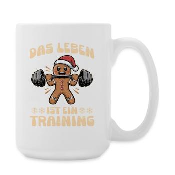 Lebkuchenmann DAS LEBEN IST EIN TRAINING Lustig - Große Tasse 440 ml - Weiß - Rechts