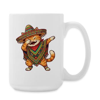 Poncho Cinco de Mayo funny Mexican Cat Dab - Grande tasse 440 ml - blanc - Droite