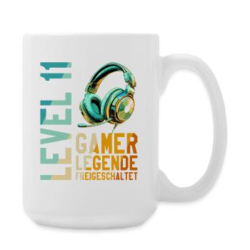 11. Geburtstag Junge Mädchen Gaming Level 11 Jahre - Große Tasse 440 ml - Weiß - Rechts
