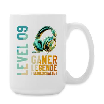 9. Geburtstag Junge Mädchen Gaming Level 9 Jahre - Große Tasse 440 ml - Weiß - Rechts