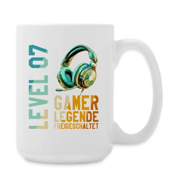 7. Geburtstag Junge Mädchen Gaming Level 7 Jahre - Große Tasse 440 ml - Weiß - Rechts