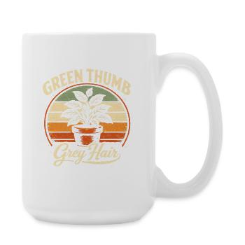 Pouce verte, cheveux gris | Jardin - Grande tasse 440 ml - blanc - Droite