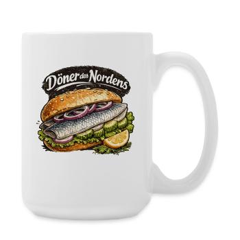 Döner Des Nordens Lustiger Fischbrötchen Spruch - Große Tasse 440 ml - Weiß - Rechts