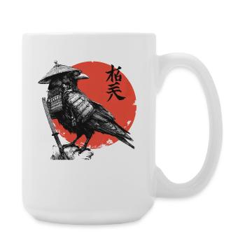 Raven Samurai in Red Sun - Large Mug 440 ml - white - Right