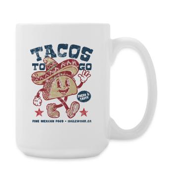 Tacos To Go | Fröhlicher Taco Sombrero Cartoon - Große Tasse 440 ml - Weiß - Rechts