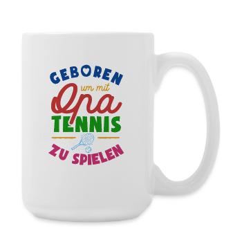 Geboren um mit Opa Tennis zu spielen - Große Tasse 440 ml - Weiß - Rechts