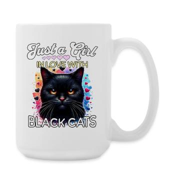Schwarze Katze Mädchen - Große Tasse 440 ml - Weiß - Rechts