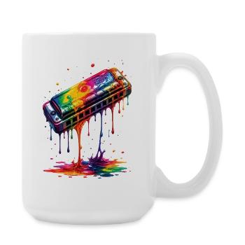 Harmonica with dripping paint - Large Mug 440 ml - white - Right
