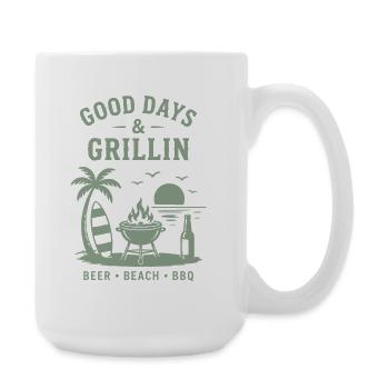 Good Days and Grillin Beer Beach BBQ - Large Mug 440 ml - white - Right