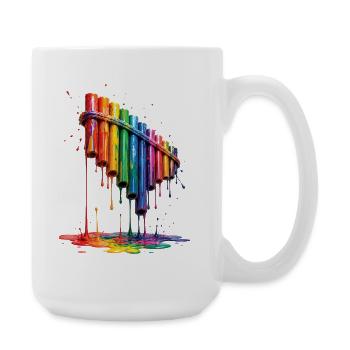 Panflöte mit tropfender Farbe - Große Tasse 440 ml - Weiß - Rechts