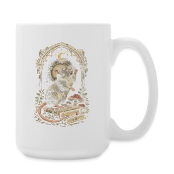 Cottagecore de maison Rat de couleur Rat Fantasy Rat Grand-souris - Grande tasse 440 ml - blanc - Droite