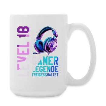 18. Geburtstag Junge Mädchen Gaming Level 18 Jahre - Große Tasse 440 ml - Weiß - Rechts