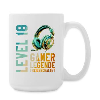 18. Geburtstag Junge Mädchen Gaming Level 18 Jahre - Große Tasse 440 ml - Weiß - Rechts