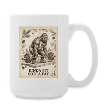 Kinda Fit Sorta Fat Bigfoot Gewichtheben - Große Tasse 440 ml - Weiß - Rechts
