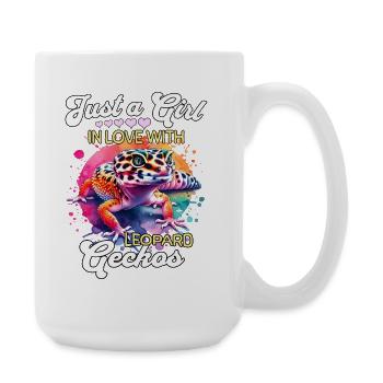 Mädchen Leopardgecko - Große Tasse 440 ml - Weiß - Rechts