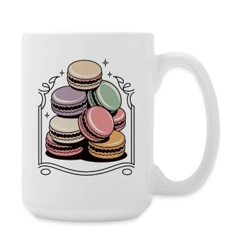 Chemise Macarons avec cadre vintage - Grande tasse 440 ml - blanc - Droite