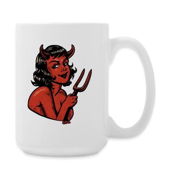 Pinup du Diable en rouge demi-teint - Grande tasse 440 ml - blanc - Droite