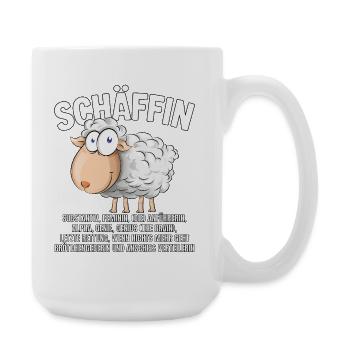 Schäffin - Alpha Schaf als Chefin - Große Tasse 440 ml - Weiß - Rechts