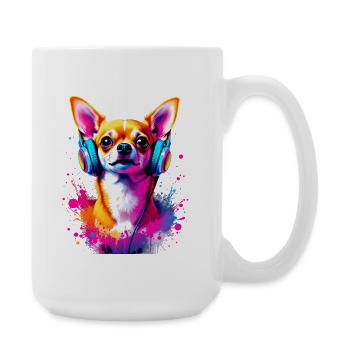 Chihuahua avec un casque - Grande tasse 440 ml - blanc - Droite