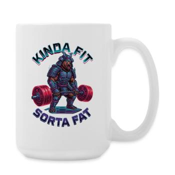 Kinda Fit Sorta Fat Bär Gewichtheben - Große Tasse 440 ml - Weiß - Rechts