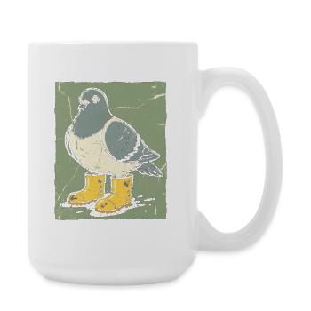 Dove with yellow boots - Large Mug 440 ml - white - Right