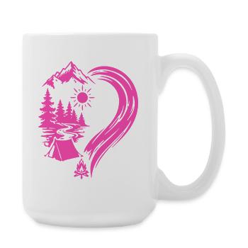 Herz Berge Camping Natur Abenteuer - Große Tasse 440 ml - Weiß - Rechts