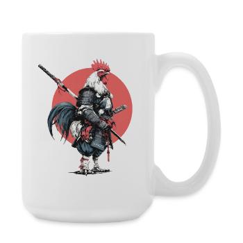 Hahn-Samurai in Rüstung - Große Tasse 440 ml - Weiß - Rechts