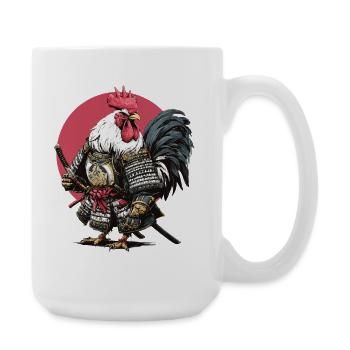 Hahn-Samurai-Rüstung - Große Tasse 440 ml - Weiß - Rechts