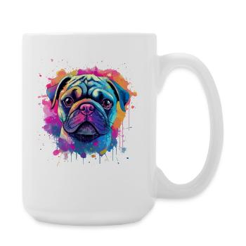 Lebendiges Mops-Splash-Porträt - Große Tasse 440 ml - Weiß - Rechts