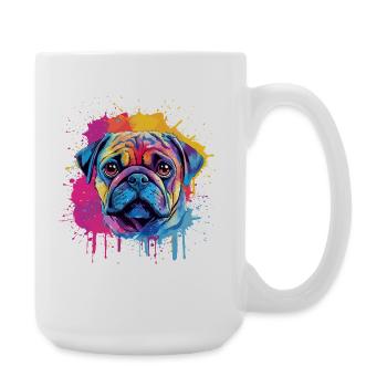 Portrait couleur Splash Carlin - Grande tasse 440 ml - blanc - Droite