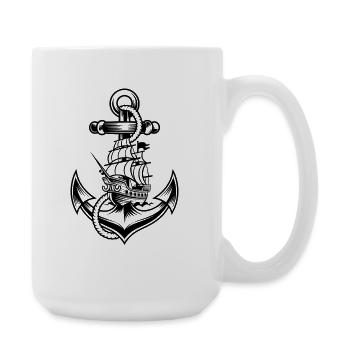  Maritimes Anker Motiv Mit Historischem - Große Tasse 440 ml - Weiß - Rechts