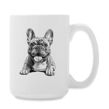  Französische Bulldogge Lustiger Smiley Bully Hund - Große Tasse 440 ml - Weiß - Rechts