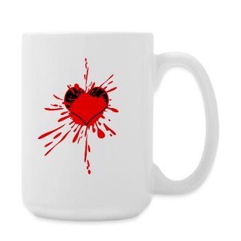 Rotes Herz-Splatterkunst - Große Tasse 440 ml - Weiß - Rechts