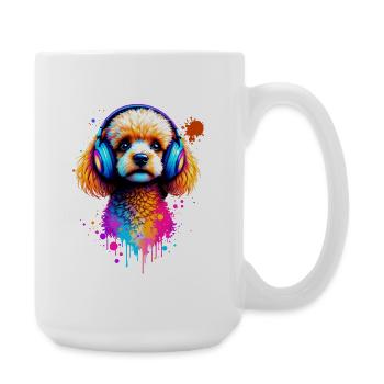 Caniche avec un casque - Grande tasse 440 ml - blanc - Droite