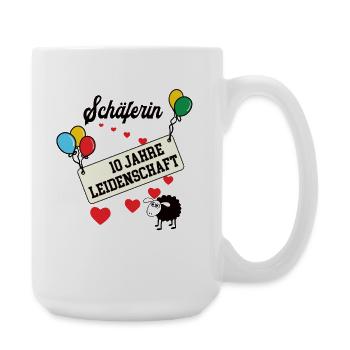 Schäferin 10 jähriges Jubiläum Schäferei Jubi - Große Tasse 440 ml - Weiß - Rechts