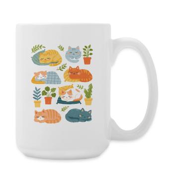 Sleeping cats and houseplants - Large Mug 440 ml - white - Right