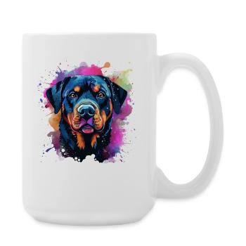 Lebendiger Rottie-Porträt-Spritzer - Große Tasse 440 ml - Weiß - Rechts