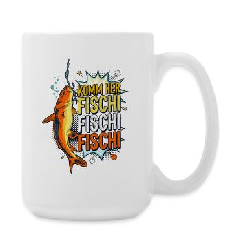 Komm Her Fischi Comic Fisch Angler - Große Tasse 440 ml - Weiß - Rechts