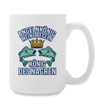 Angelkönig Meine Regeln Krone Fische Angler - Große Tasse 440 ml - Weiß - Rechts