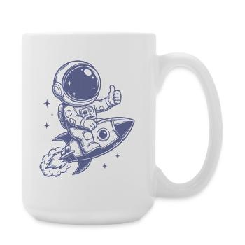 Astronaut on rocket space adventure - Large Mug 440 ml - white - Right