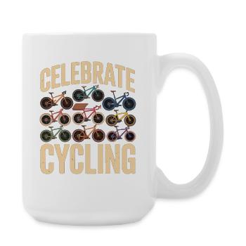 Celebrate Cycling Fahrradfahrer Retro - Große Tasse 440 ml - Weiß - Rechts