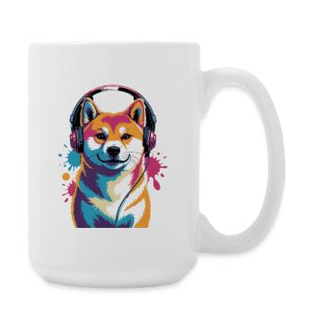 Chien Shiba Inu avec un casque - Grande tasse 440 ml - blanc - Droite
