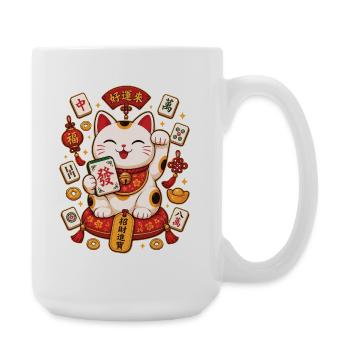 Cat Mahjong Lover Mahjong Player - Large Mug 440 ml - white - Right