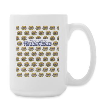 Fischbrötchen mit Matjes oder Bismarckhering - Große Tasse 440 ml - Weiß - Rechts