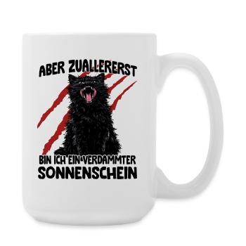 Chaos Goblin Katze schwarze Katze Kratzmonster - Große Tasse 440 ml - Weiß - Rechts