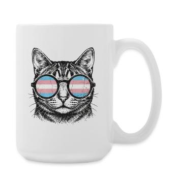 Pride Month LGBT -  Funny Cat with Sunglasses - Large Mug 440 ml - white - Right