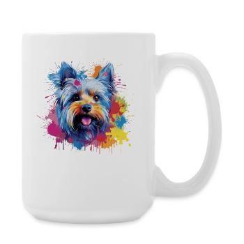Yorkshire Terrier Dog Coloré Art éclaboussé - Grande tasse 440 ml - blanc - Droite